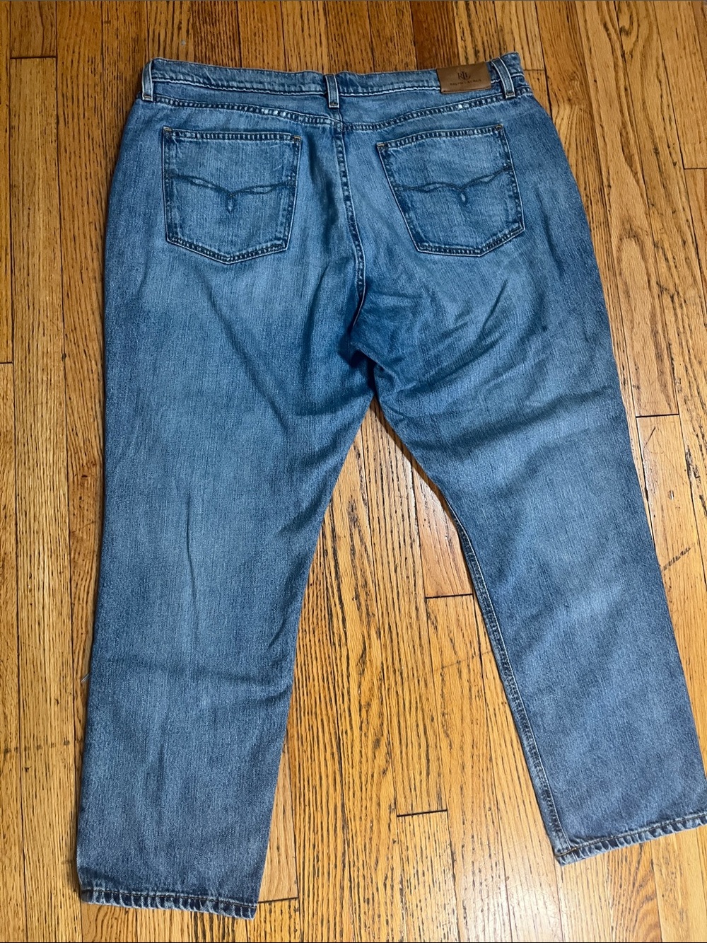 Ralph Lauren Plus Size Patchwork Boho Relaxed Tapered Jeans in Skye Wash - Picture 8 of 9